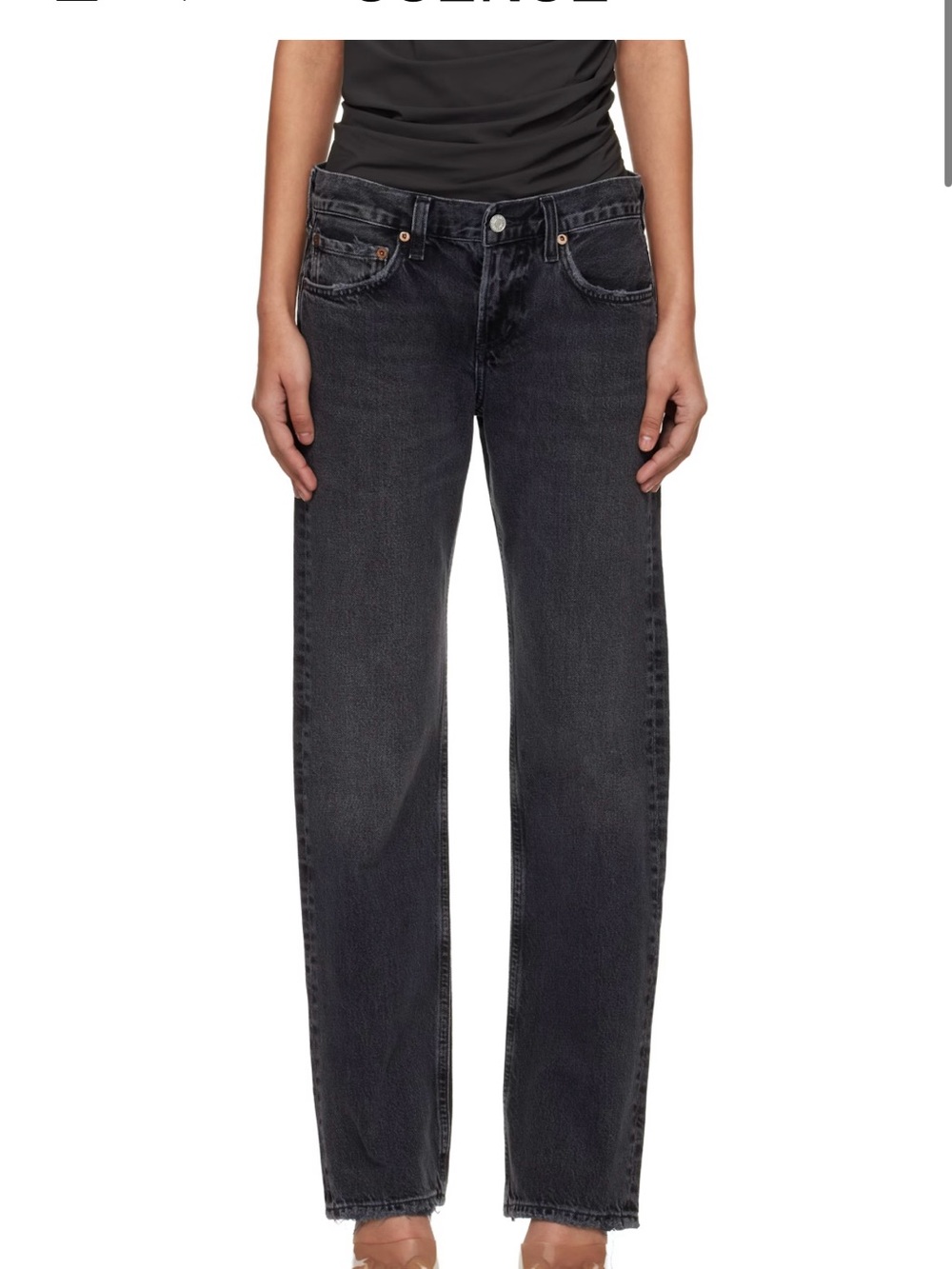 Agolde Black Washed Low Rise Slim Leg Jeans
